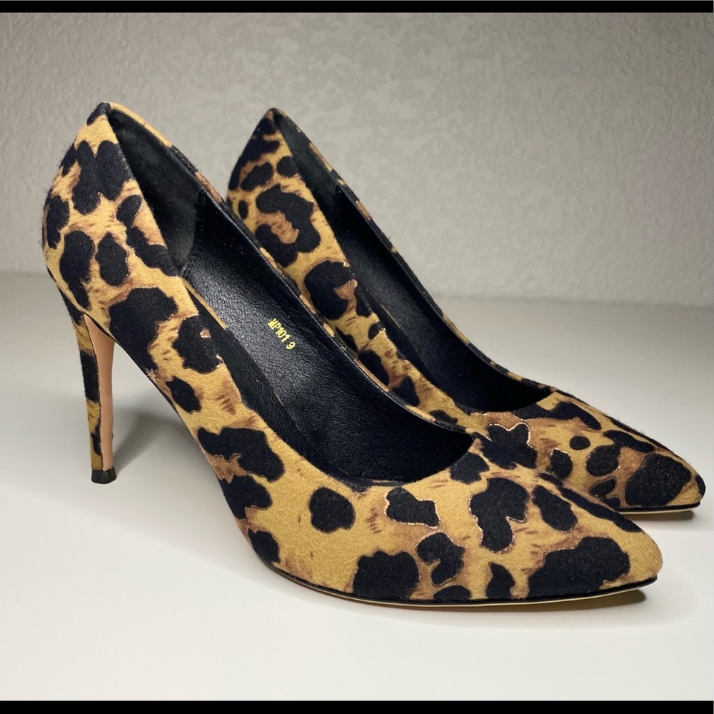 Idifu Leopard Print Classic Point Toe Heels Pumps